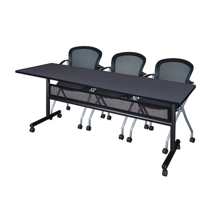 Kobe Rectangle FlipTop Table, 84" W, 29" H, Laminate Top, Gray MKFTM8424GY23BK